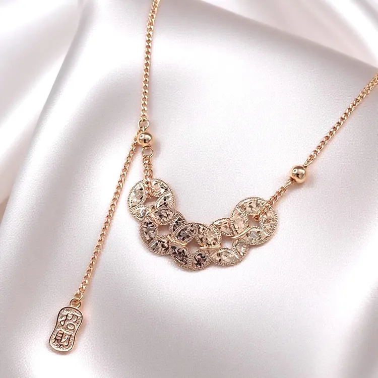 18K金五帝钱项链彩金流苏爆闪碎碎冰铜钱币玫瑰金色轻奢时尚 百搭