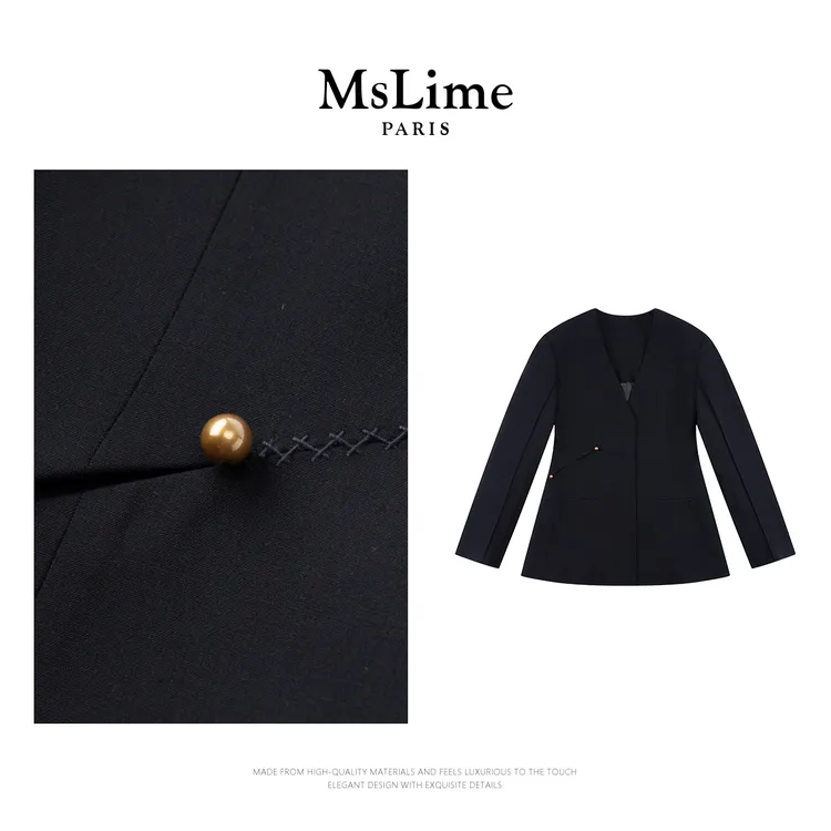 王嬛嬛MsLime25年春款“25CGC”气质百搭澳毛藏青色西装 HD2A0631