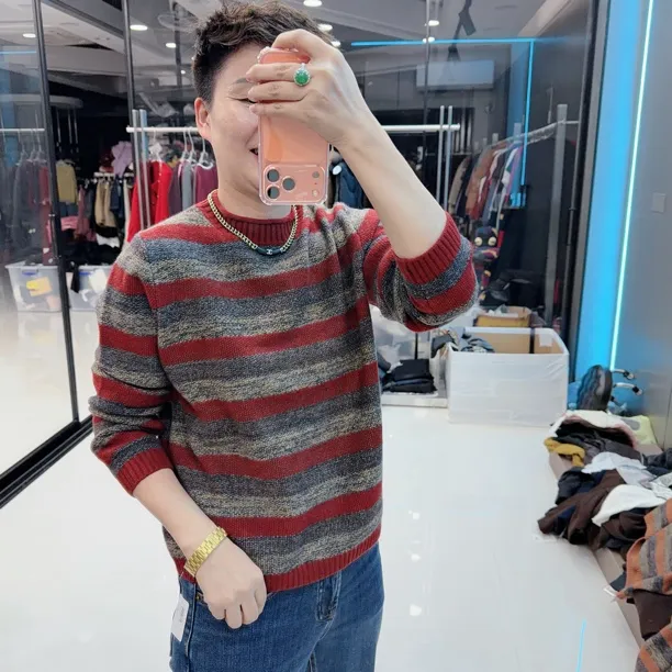 不起球亲肤条纹4色圆领毛衫43621美丽丽