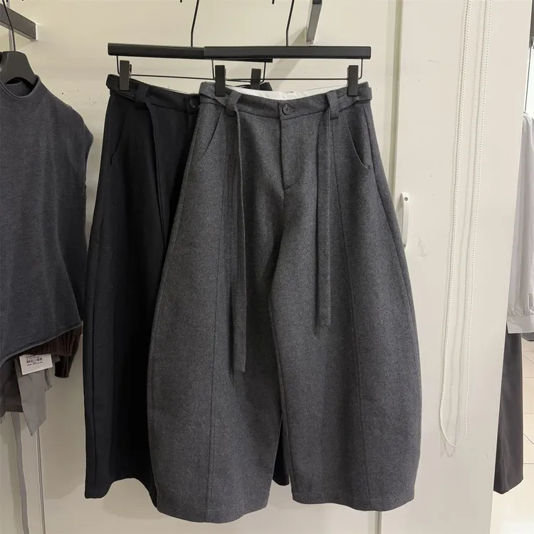 胖MM特大码300斤韩版显瘦毛呢休闲七八分裤女宽松直筒阔腿弯刀裤2