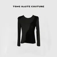 【沐光】秋上新高级感定制面料丝绒百搭上衣 YY584