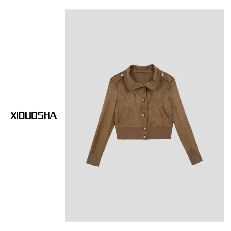 XIDUOSHA/喜朵莎设计款麂皮绒机车款夹克外套 XDS1582