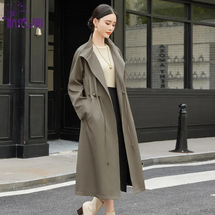 风衣女中长款2025秋新款小个子高端气质韩版休闲收腰立领英伦外套