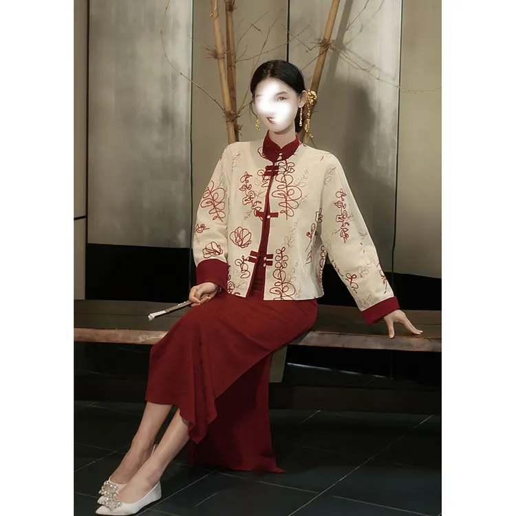 新中式国风改良高端大气上档次外套女2025秋季新款高级感旗袍套装