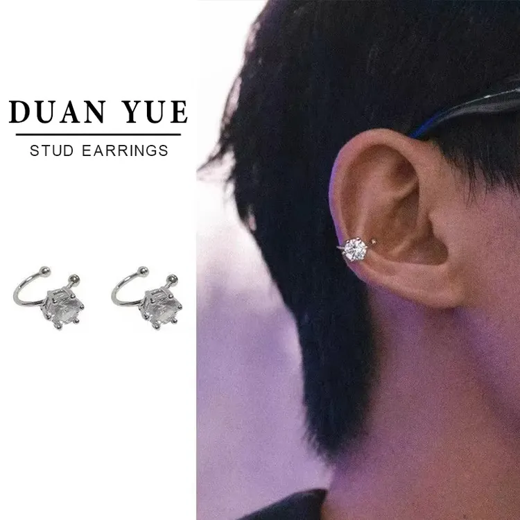铜合金合成锆石耳饰 艺术生无洞耳夹冷淡风耳骨夹高级感学生耳饰