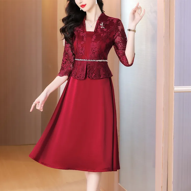 喜婆婆婚宴装旗袍妈妈礼服结婚喜服丈母娘高端轻奢高级感秋中长袖
