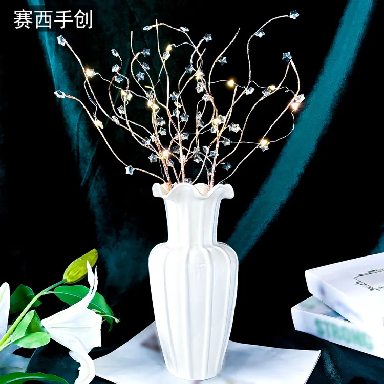 赛西星星水晶仿真插花圣诞节氛围场景布置花束圣诞树创意装饰K141