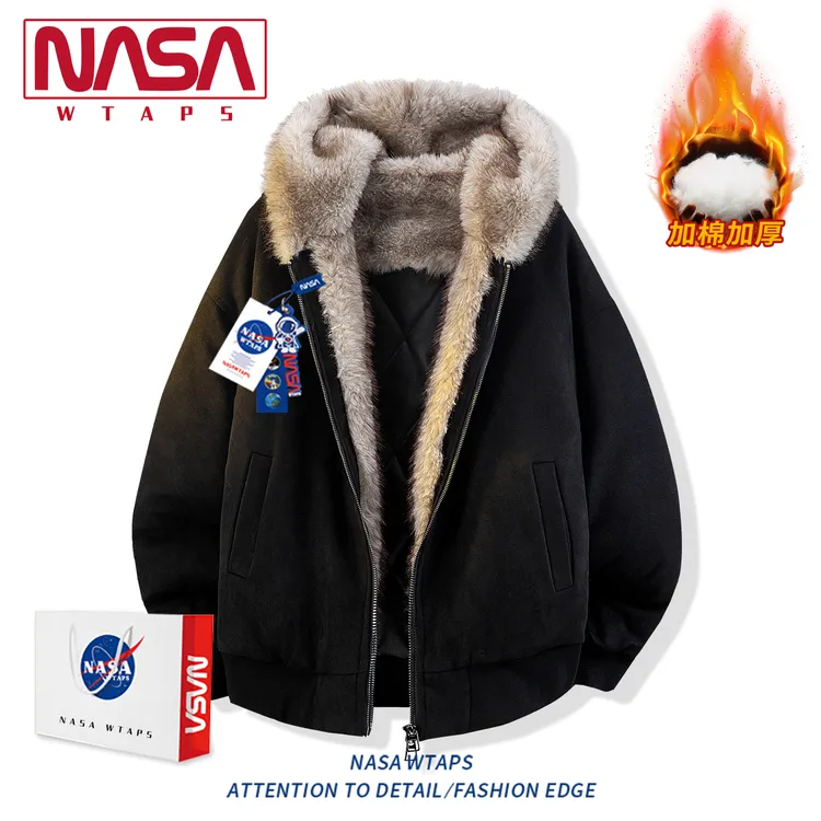 NASA WTAPS美式复古座山雕毛领棉服男款冬季高级感棉衣保暖外套男