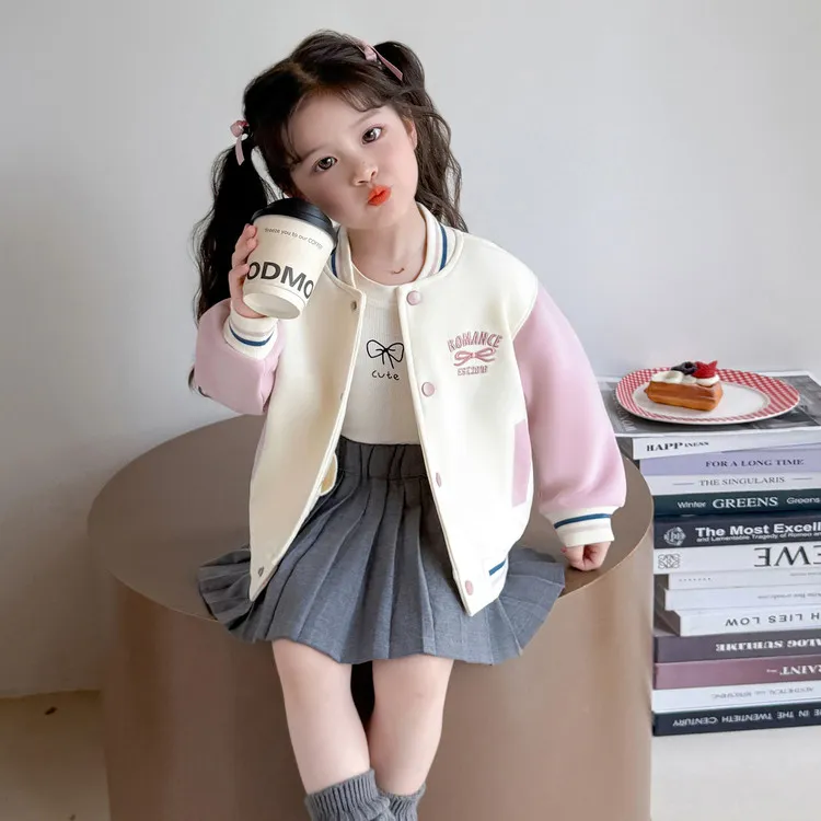 女童棒球服外套春秋款2025新款韩版儿童休闲上衣洋气女宝宝秋