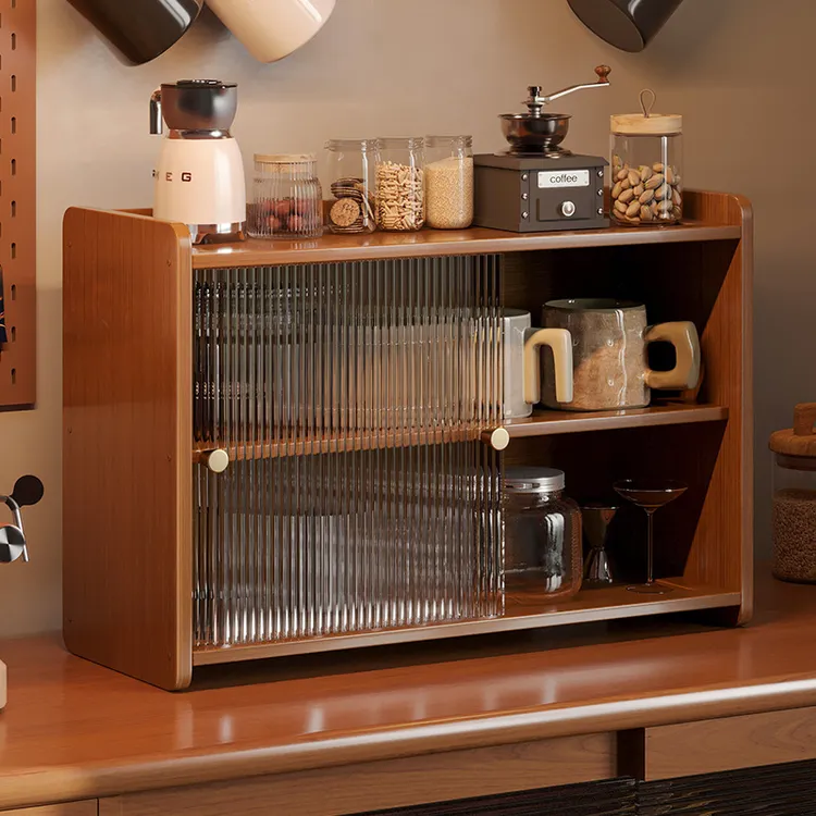 多层置物架收纳架桌面储物架子收纳柜杂物收纳防尘茶杯架茶水柜