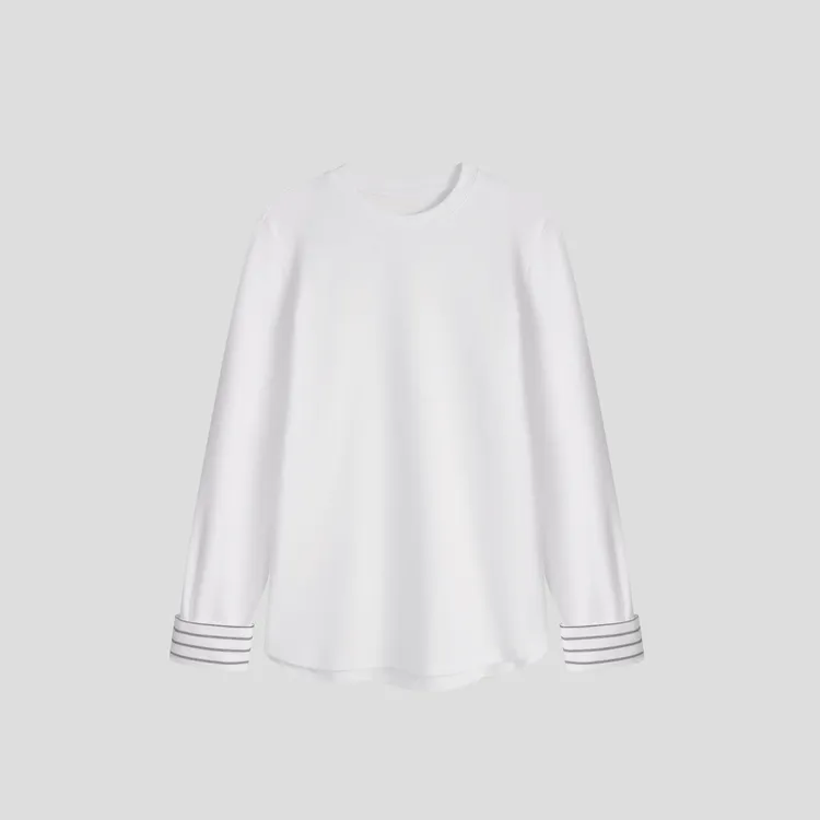 WLIN 【简 调】简约而不简单 时尚系休闲女士拼接长袖T恤Qie