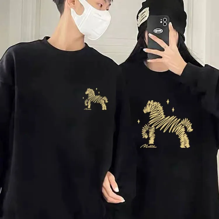 酒红色本命年情侣装卫衣2026新年冬季高级感马年衣服一男一女超火