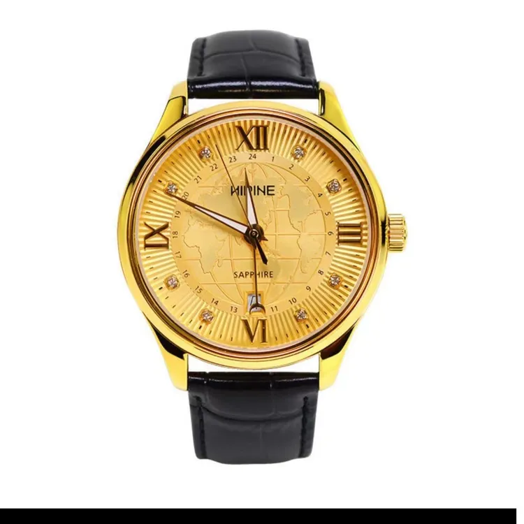 【2024新款上市】金表黄金男式男士腕表高端瑞士机芯纯金手表