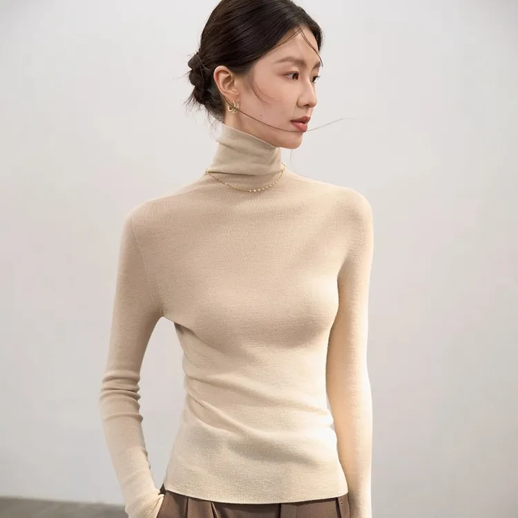 高领紧身软糯针织打底衫2025秋冬新款内搭毛针织衫薄款堆堆领毛衣
