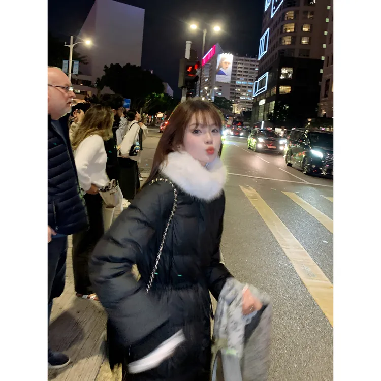 切糕自制【蓄热暖炉】小个子冬女款保暖黑色长款羽绒服白鸭绒外套