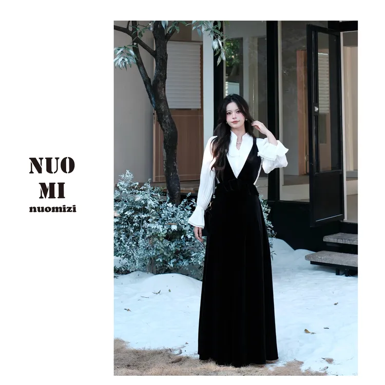 ZOZ糯米子[奥法庄园]通勤假两件冬款季连衣裙时尚显瘦收腰长裙子