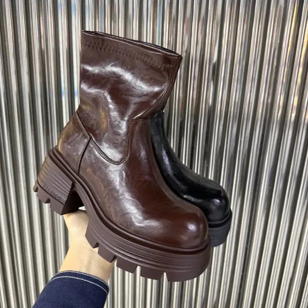 6006复古港风女马丁靴短款加绒瘦瘦靴英伦风复古秋冬