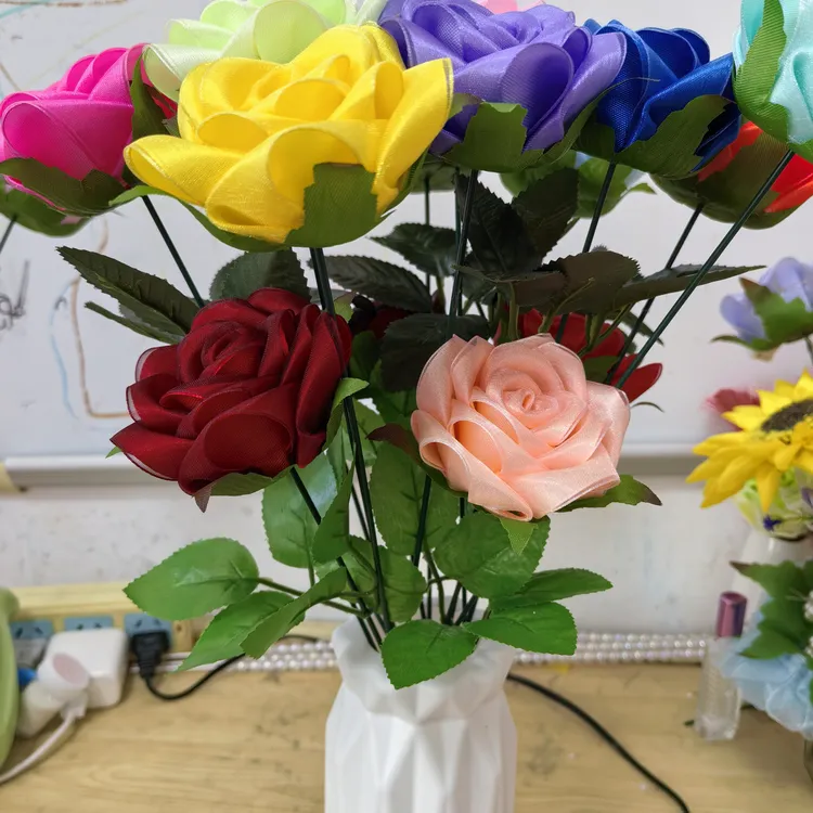 丝带玫瑰花瓣半成品手工DIY材料包适合做丝带花(非成品)