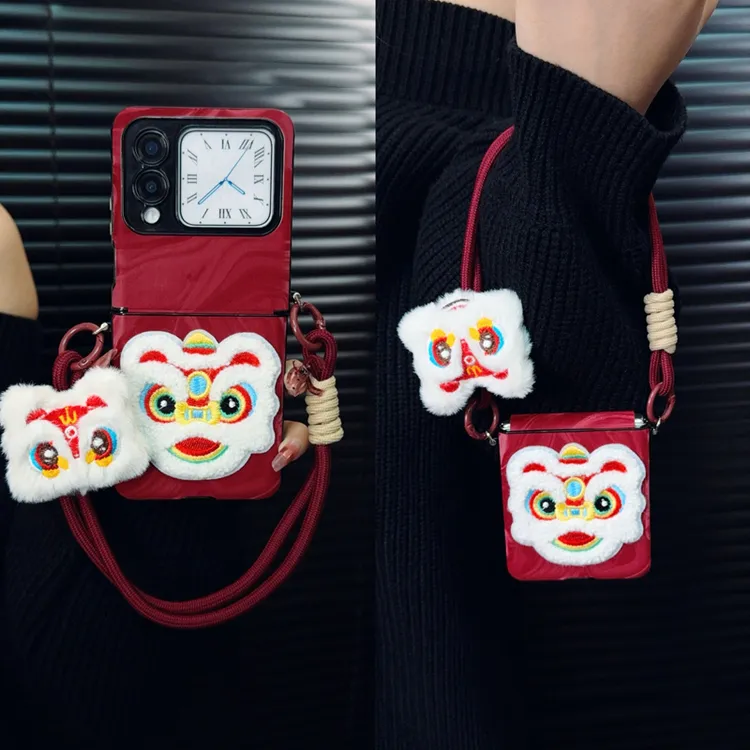 适用华为novaflip手机壳新款novaflip套huawei水波纹刺绣醒狮女款