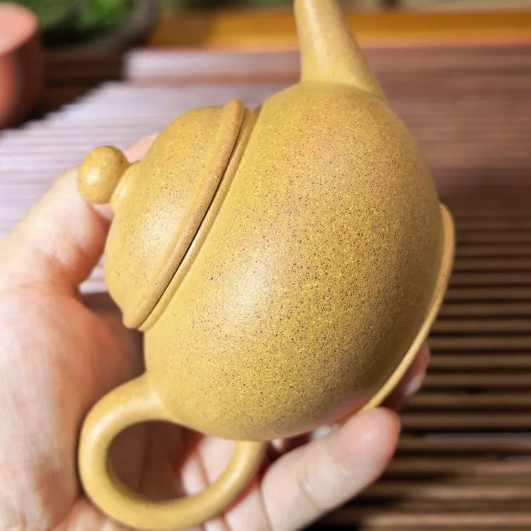 黄金段水平壶 半手工 原矿紫砂 220cc