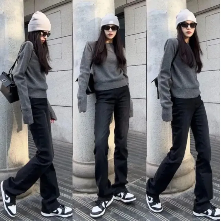 【北京阿玛施】水洗牛仔裤5100481植绒微喇秋冬百搭弹水洗植绒微喇