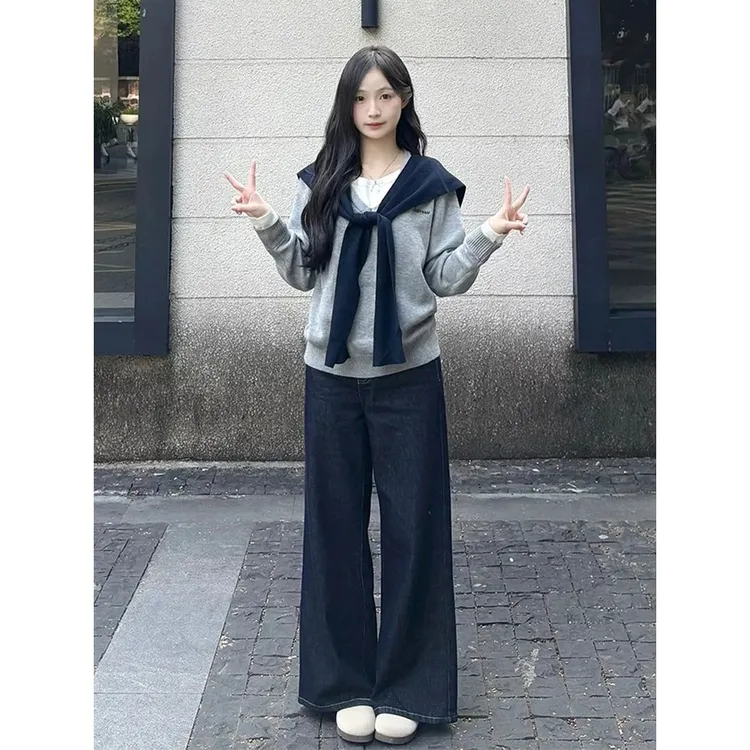 小个子灰色女秋冬季2025新款高级感超好看洋气针织衫上衣两件套