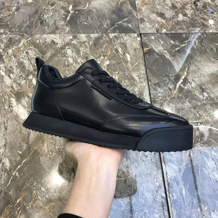 男鞋真皮秋冬新款高端透气时尚休闲鞋厚底阿甘鞋板鞋百搭舒适加绒
