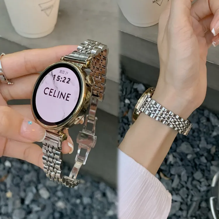 适用华为手表GT6表带gt5女款gt3不锈钢小蛮腰表带watch45高级感41