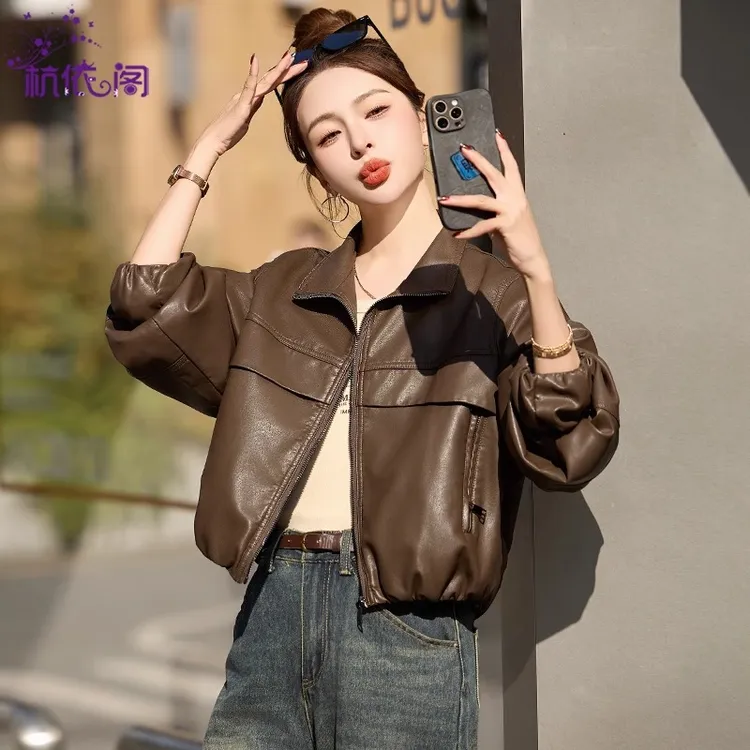 短款皮衣外套女2025新款春秋小个子复古休闲韩版气质酷飒PU皮夹克