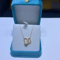 【LNDI】S925银海水珍珠羽皇金双葫芦吊坠6-7MM