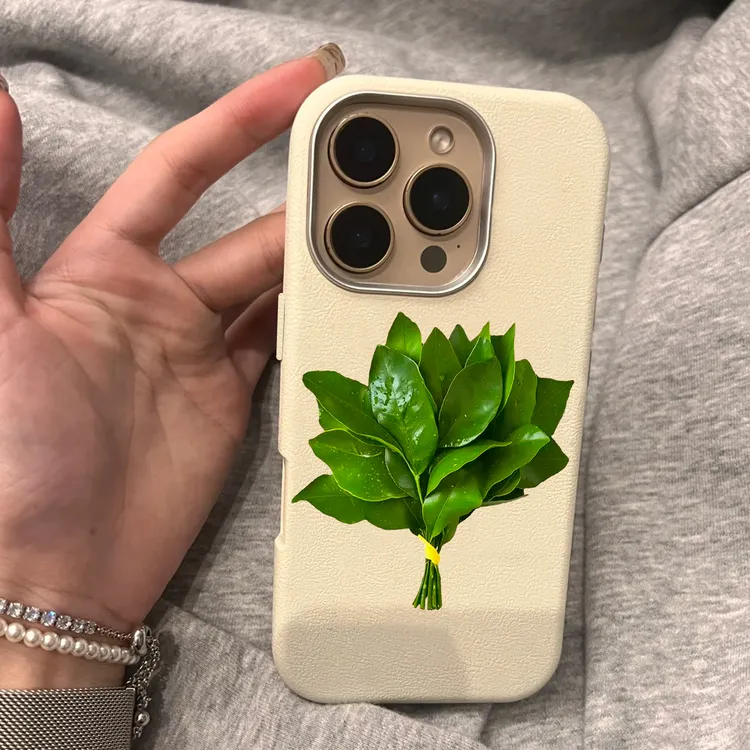 BANCA柚子叶适用iPhone17/16/15promax荔枝纹14金属框手机壳13/12