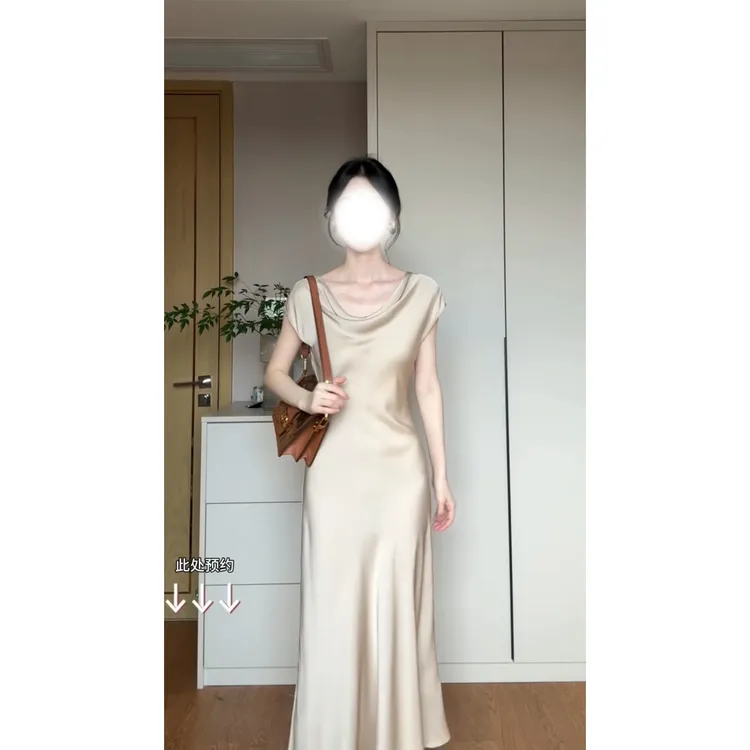 parkyeon高级感时尚气质温柔贵气连衣裙女夏季新款收腰显瘦长裙子