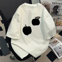 jtrt潮牌原创苹果剪影印花简约纯棉短袖t恤男女圆领宽松创意上衣