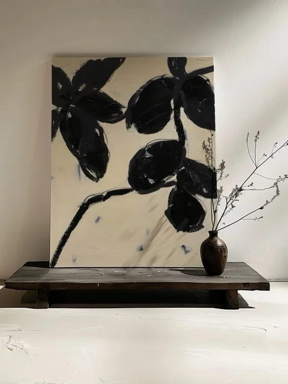 新中式植物挂画书房玄关艺术装饰画