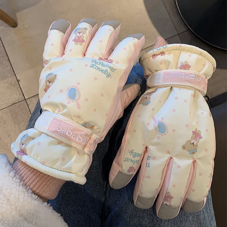 滑雪手套女冬季可触屏加绒加厚保暖防寒防风防水摩托车骑行手套潮