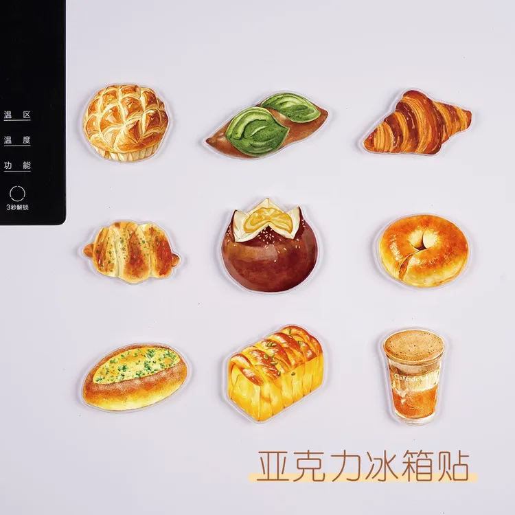 韩国美式咖啡下午茶亚克力装饰磁贴冰箱贴面包烘焙蛋糕备忘磁性贴