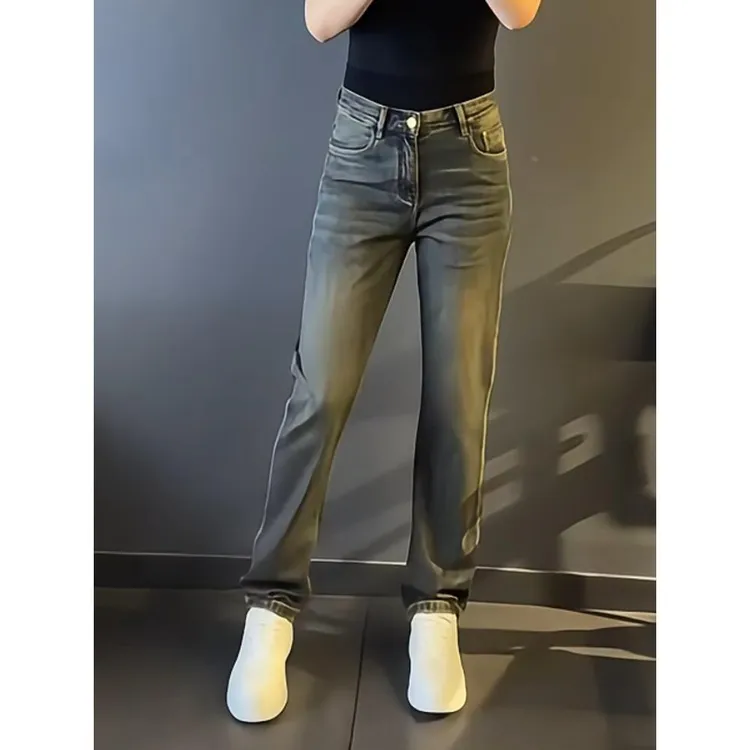 潮牌男装轻奢大码男士高级感秋冬新款宽松显瘦牛仔裤时尚休闲长裤