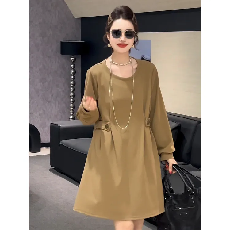 【胡小肥】45大码连衣裙9871气质时尚显瘦百搭秋冬季通勤宽松小个子