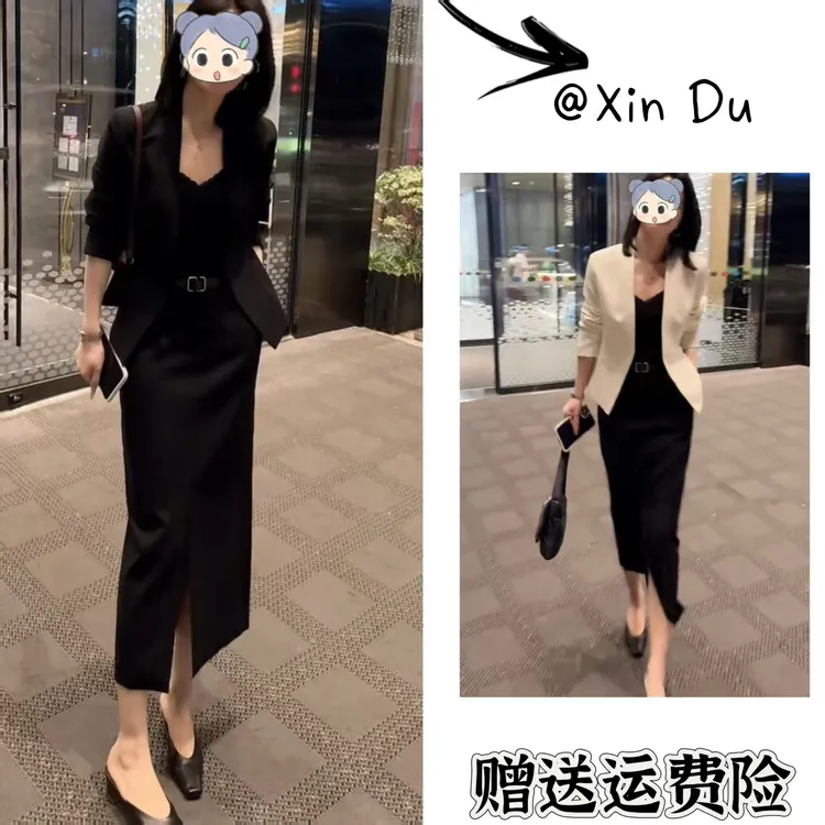 2025秋季新款时尚显瘦气质女士网红洋气两件套百搭款D22548