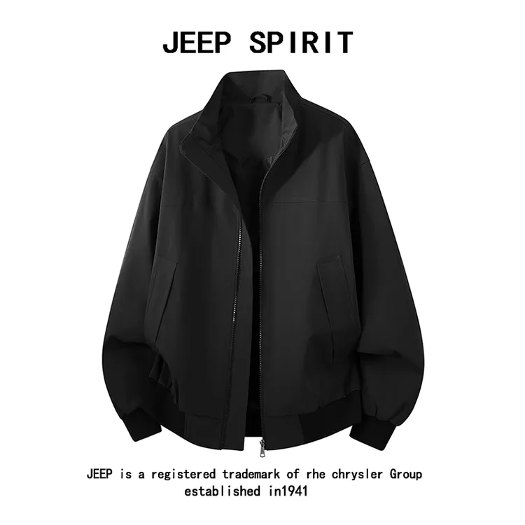 JEEPSPIRIT吉普教练夹克美式潮牌外套男士户外休闲运动飞行夹克潮