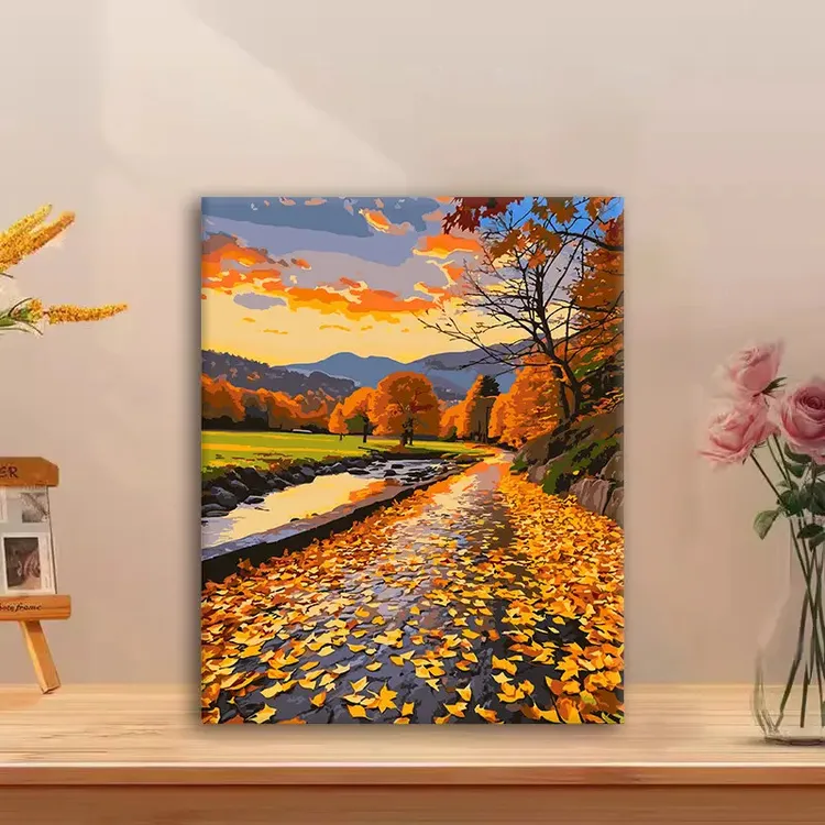 (叶落知秋）diy数字油画手绘填色解压治愈手工礼物丙烯客厅装饰画