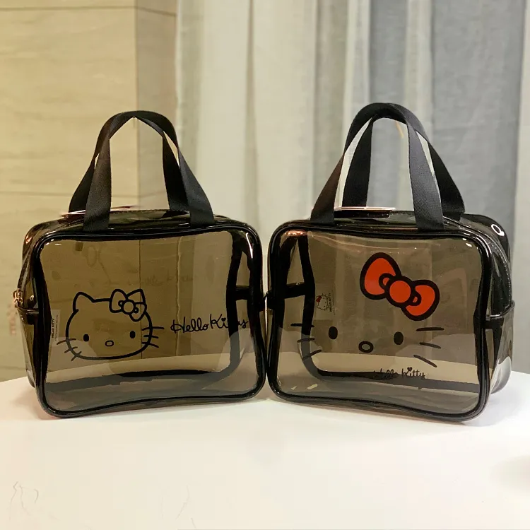 正版授权HelloKitty防水透明化妆包大容量洗漱包妈妈包手拎女包