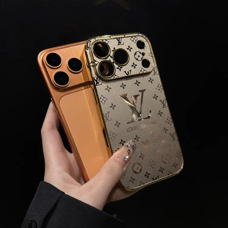 新款香槟金苹果17promax手机壳16AG磨砂15奢华老花14潮牌适用13