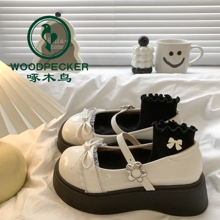 啄木鸟蝴蝶结玛丽珍小皮鞋女2025秋新款配裙子松糕厚底日系jk单鞋