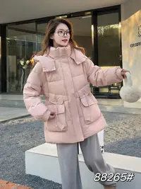 2025冬季新款韩版中长款加厚粉色嘎嘎保暖服外套#88265【衣长76】