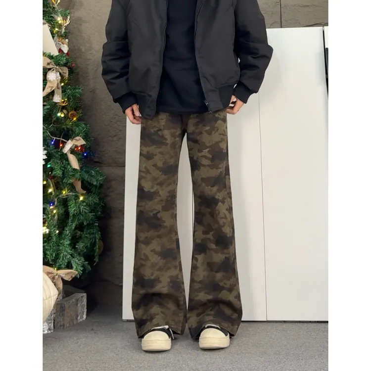 【3.0弹力迷彩】美式百搭迷彩cleanfit宽松微喇男工装裤子CK880