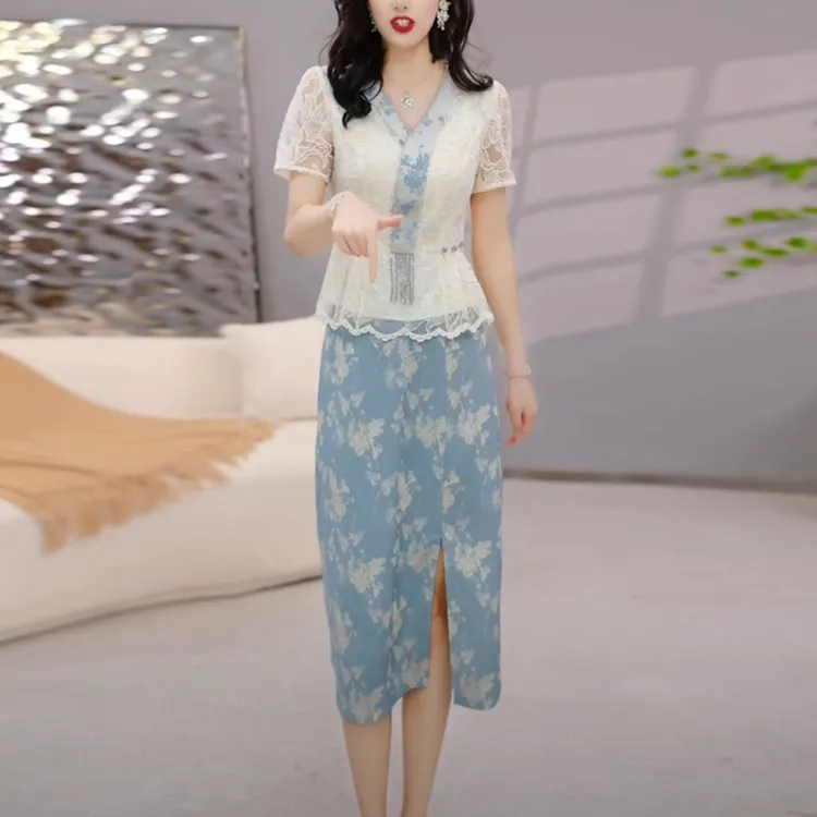 冰丝提花缎轻奢女装2025夏季新款时尚温柔优雅精致两件套连衣裙子