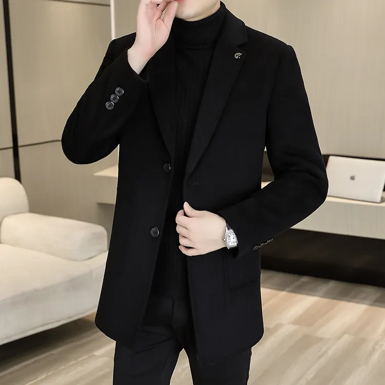 2025男士中长款羊毛毛呢大衣可脱卸内胆羊绒双面呢外套冬季呢子