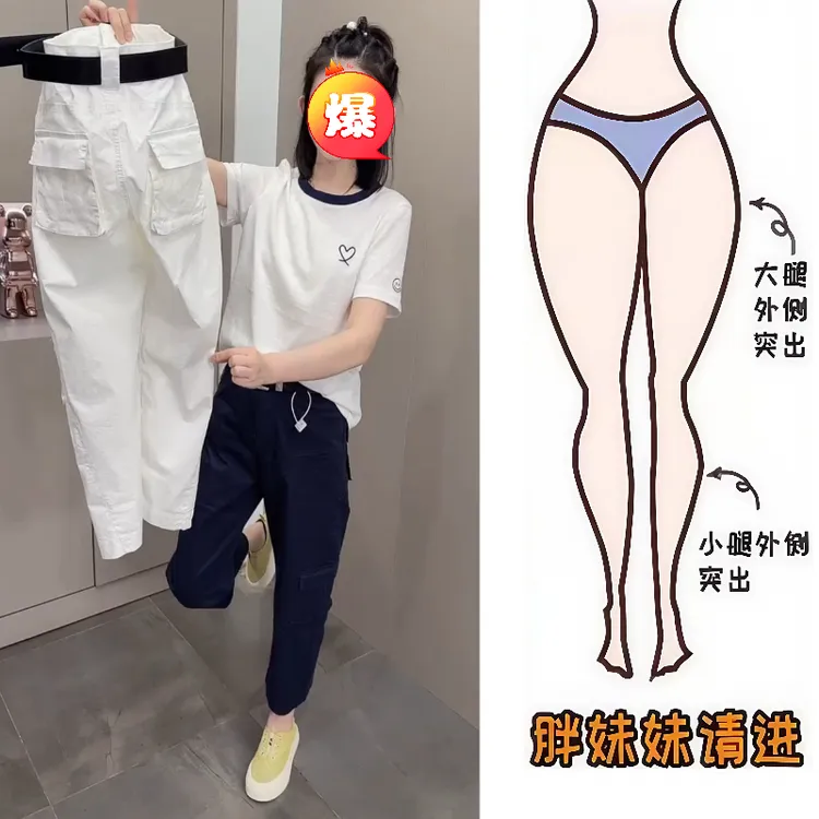 Aimeerosa/艾洛莎百搭显瘦八分裤2025夏季爆款高腰直筒工装牛仔裤