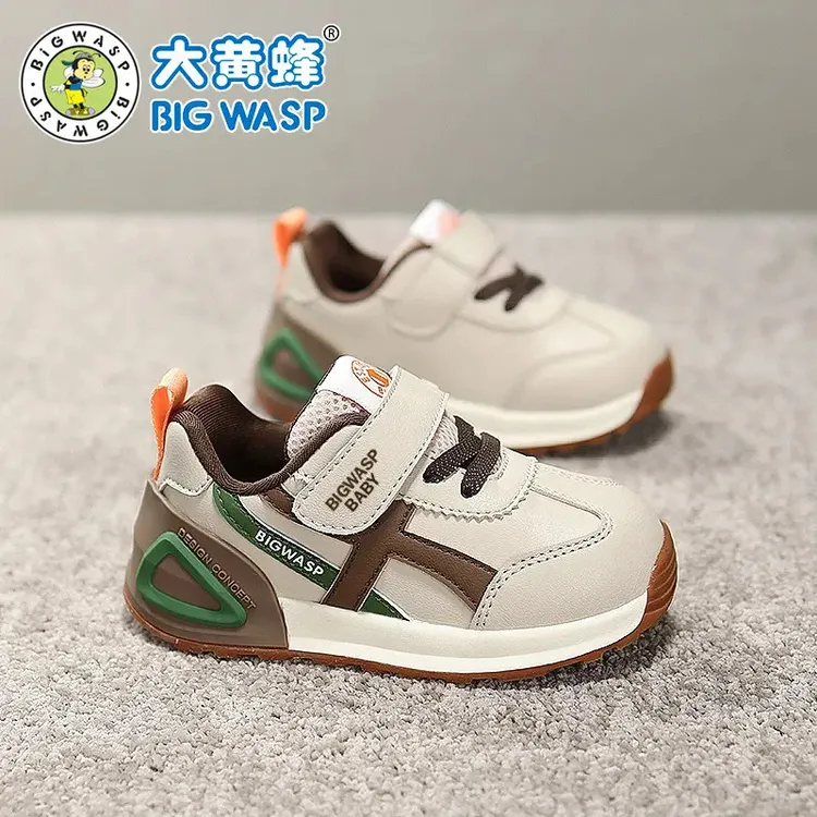 大黄蜂童鞋皮面春秋新款透气网鞋男童宝宝鞋儿童女童儿童鞋子